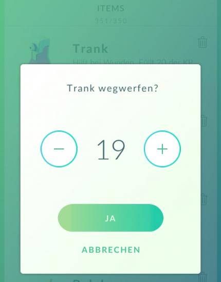 Pokémon GO: Items wegwerfen