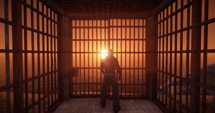 Das durfte ja nicht fehlen: Natürlich bauen Rust-Spieler auch Gefängnisse und Gruben, um andere Online-Überlebende
festzuhalten und einzupferchen.