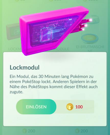 An Pokéstops platzierte Lockmodule sorgen für ein vermehrtes Auftreten wilder Pokémon in der Umgebung. Davon profitieren auch eure Mitspieler!