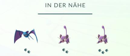 Die Symbole unterhalb der Pokémon zeigen euch, wie weit die Monster von eurer aktuellen Position entfernt sind.