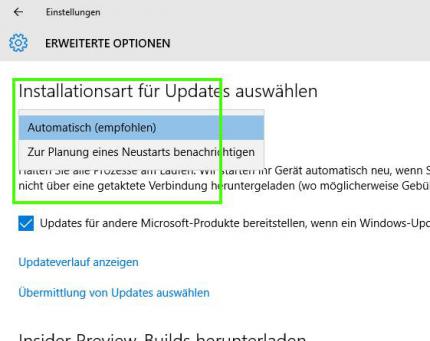 Update Benachrichtigung aktivieren