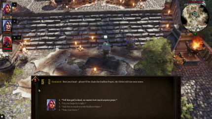 An Dialogen mit NPCs nimmt immer nur ein Charakter eurer Gruppe teil.