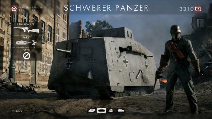 Battlefield 1: Brandgefährlich mit vier bis fünf Mann Besatzung und Flammenwerfer-Upgrade: Der schwere Panzer.