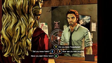 Die Wahl zwischen vier möglichen Dialogoptionen ist auch in The Wolf Among Us das zentrale Spielelement.