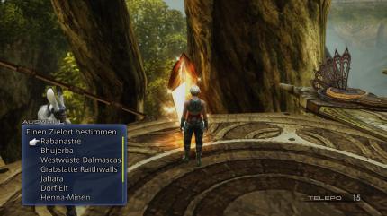 Die Wege auf Ivalice sind lang, da kommen die Teleporter-Kristalle sehr gelegen. Zusätzlich können wir uns optional auch in doppelter oder vierfacher Geschwindigkeit durchs Spiel bewegen.