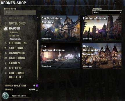 TESO: Morrwind - Seit dem Update Homestead könnt ihr auch Häuser im Kronen-Shop kaufen.