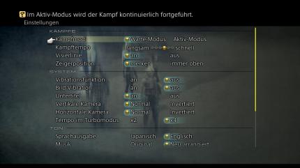 Im Optionsmenü können wir auch den originalen Soundtrack und japanische Sprachausgabe wählen.