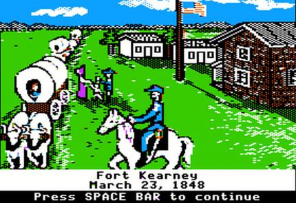 Oregon Trail, eines der ersten Computerspiele&nbsp;mit historischem Szenario.
