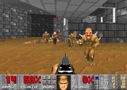Doom (1993) macht Ego-Shooter populär und ist lange Zeit das Synonym für böse „Killerspiele“.