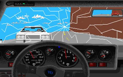 Bitte nicht nachmachen! In Accolades <em>Test Drive</em> (1987) bringen wir stark motorisierte Sportwagen schnellstmöglich ins Ziel – im ganz normalen Straßenverkehr.