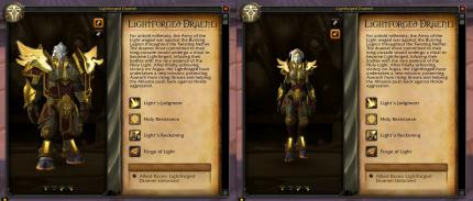 WoW: Battle for Azeroth - Auswahlbildschirm der lichtgeschmiedeten Draenei