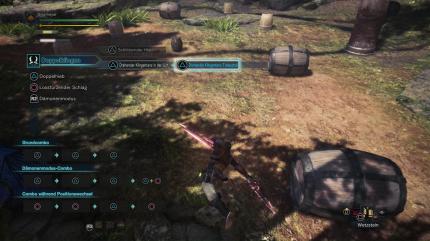 Monster Hunter World - Doppelklingen - Aus der Luft wirbelt ihr mit dem Klingentanz über den Rücken des Monsters drüber.