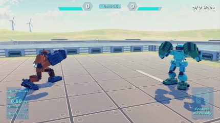 Ein kleiner, kompetitiver Modus hat es auch ins Spiel geschafft. Darin hauen wir und ein Freund, der auch den Papp-Rucksack besitzt, uns virtuell zu Robo-Schrott.
