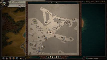<strong>Pillars of Eternity 2: Deadfire </strong>im Test -&nbsp;So sah unsere Weltkarte der Todesfeuer-Inseln nach etwa 35 Stunden aus. Wer alles entdecken will, ist eine ganze Weile beschäftigt.