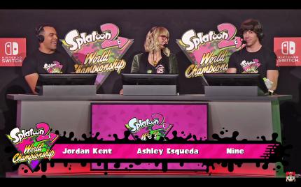 Mit Herzblut: Jordan Kent, Ashley Esquada und Charles „Nine“ Whitehead moderierten das diesjährige Splatoon 2 World Championship in Los Angeles.&nbsp;