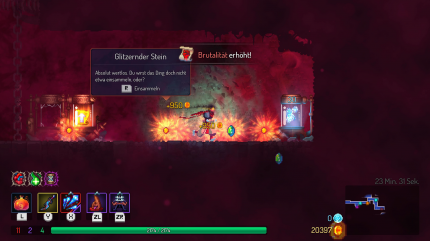 Wenn ihr schnell genug seid, winken hinter den Timer-Türen Pergamente der Macht, Gold, und eine Menge Dead Cells.