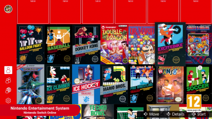 Eine Auswahl an NES-Spielen aus der NES-App für Nintendo Switch