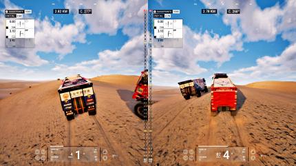 Dakar 18 bietet sogar einen Splitscreen-Modus – eine Seltenheit in PC-Rennspielen.