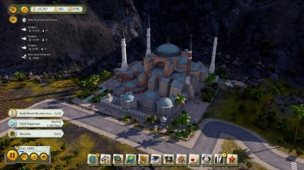 Jedes Weltwunder geht mit eigenen Boni einher. Die prächtige Hagia Sophia etwa verhindert, dass eure Tropicans an schlechter Gesundheitsversorgung sterben.