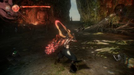 Verwandelte Yokai-Frau mit großer Keule.