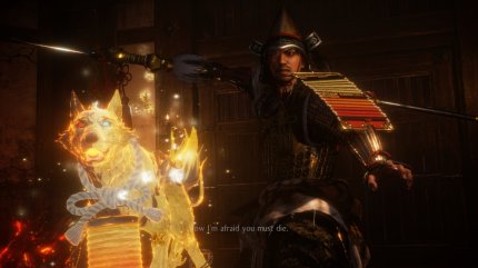 Boss Maeda und sein Schutzgeist in Gestalt eines Hundes.