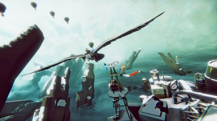 Im Indie-RPG The Falconeer steuern wir einen Reiter auf einem Flugtier. Dynamische Luftkämpfe sind das A und O!