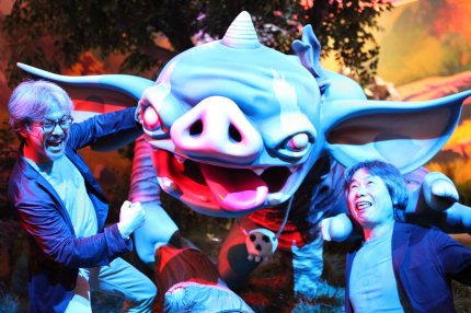 Produzent Eiji Aonuma und Zelda-Erfinder Shigeru Miyamoto am Nintendo-Stand auf der E3 2016. Breath of the Wild war dort zum allerersten Mal anspielbar und sackte später zahlreiche Show-Awards ein.