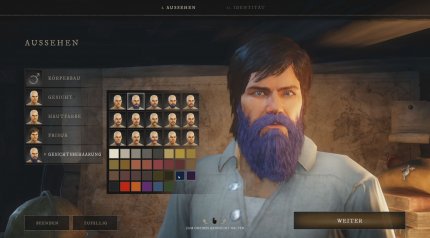 Die Charaktererstellung von New World bietet zwar nur recht wenige Optionen, doch für die eine oder andere grelle Farbe hat es gereicht.