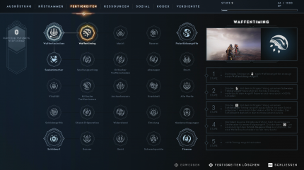 Der sehr umfangreiche Skilltree hält euch zum einen bei Laune und zum anderen wirken sich die Fähigkeiten auch auf den Spielstil aus.