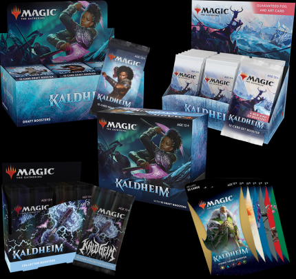 Neben den normalen Draft-Boostern gibt es auch Set-, Sammler- und Themen-Booster von Magic: The Gathering - Kaldheim.