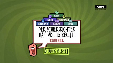Wenn ein Spieler mit seiner Antwort alle Stimmen der Teilnehmer absahnt, ist das ein Quiplash – und es regnet Punkte!