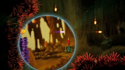 Platforming ist ein wichtiger Bestandteil von Unbound. Hier müssen wir den schwebenden Stein mithilfe des Portals ans Ziel lenken.