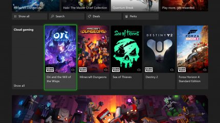Cloudgaming: Menü in der App des Xbox Game Pass