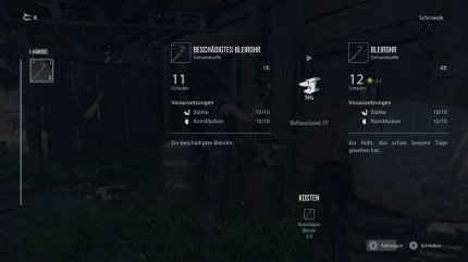 Im Craftingsystem können wir mit genug Ressourcen auch unsere Waffen aufpeppen.&nbsp;