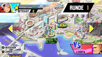 Im Arcade-Modus wählt man auf einer Karte nacheinander die Matches aus, die man bestreiten möchte.