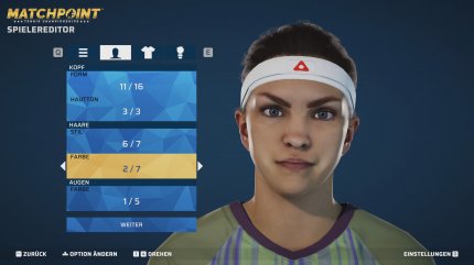 Bevor unsere Tenniskarriere so richtig startet, haben wir erstmal die Möglichkeit, unseren Charakter individuell zu gestalten.