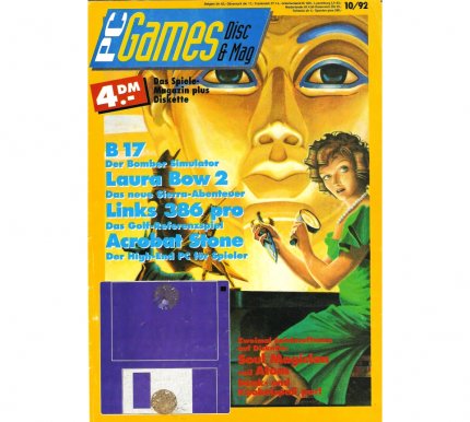 Startschuss: Die Erstausgabe 10/92 der PC Games mit Diskette und Laura Bow 2 auf dem Cover.