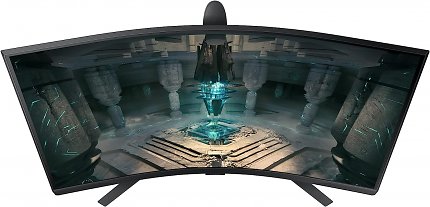 Gaming-Monitor von Samsung mit einem leicht halbrund gebogenen Curved-Bildschirm