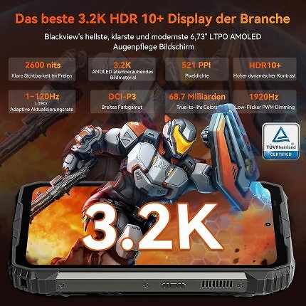 Eine der größten Stärken des Blackview Xplore 2 ist das 6,73 Zoll große AMOLED-Display.