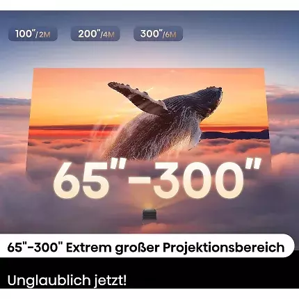 Der Hisense C2 Pro ermöglicht Bildgrößen bis zu 300 Zoll.