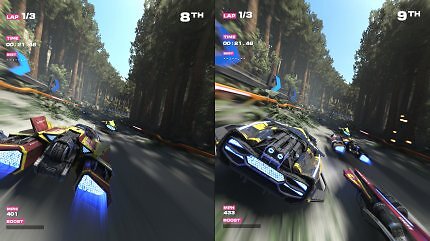 Packende Racing-Action mit turboschnellen Anti-Grav-Gleitern.