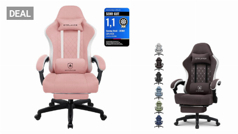Gaming-Stuhl Nr. 1 rutscht beim Prime Day unter 90€: Schreibtischstuhl mit Federsitzkissen und Fußstütze