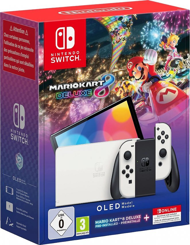 Nintendo Switch - OLED-Modell (weiß) + Mario Kart 8 Deluxe + Nintendo Switch Online