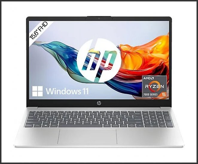 HP Laptop mit 15,6 Zoll, AMD Ryzen 5 7520U, 8 GB RAM, 512 GB SSD, Windows 11 Home (64 Bit)