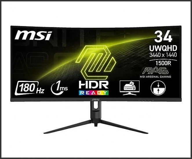 MSI MAG 342CQRDE E2 34 Zoll UWQHD Curved Gaming Monitor (1 ms Reaktionszeit, 180 Hz)