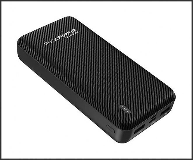 REALPOWER PB-20000 SE Powerbank 20.000 mAh Black Carbon