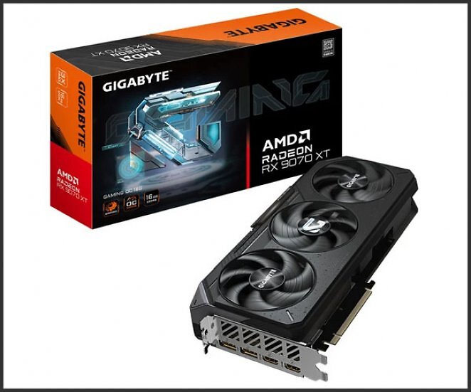 GIGABYTE Radeon RX 9070 XT Gaming OC, Grafikkarte (RDNA4, GDDR6, 2x DisplayPort, 2x HDMI 2.1)