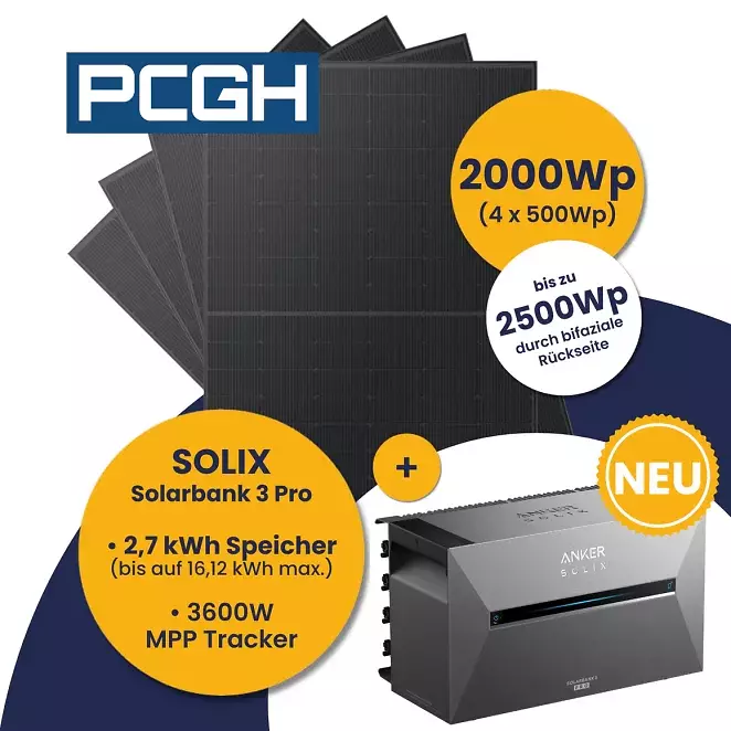 PCGH Deal: Kleines Kraftwerk XL 2000Wp Quattro mit optionaler Halterung und Anker Solarbank 3 E2700 Pro