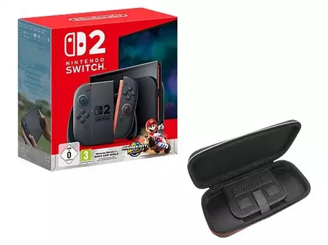 Nintendo Switch 2 + Mario Kart World + EA Sports FC 26 + Schutzhülle