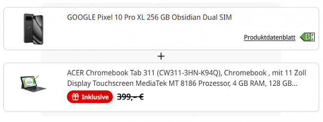 Google Pixel 10 Pro XL + Acer Chromebook Tab 311